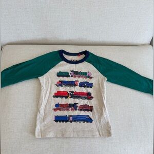 Mini Boden Kids' Train Long Sleeve Cotton Graphic T-Shirt